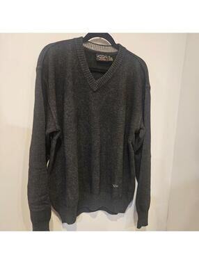 Paul & Shark Yachting 2XL Charcoal VNeck Sweater Merino Wool Blend Made in Italy